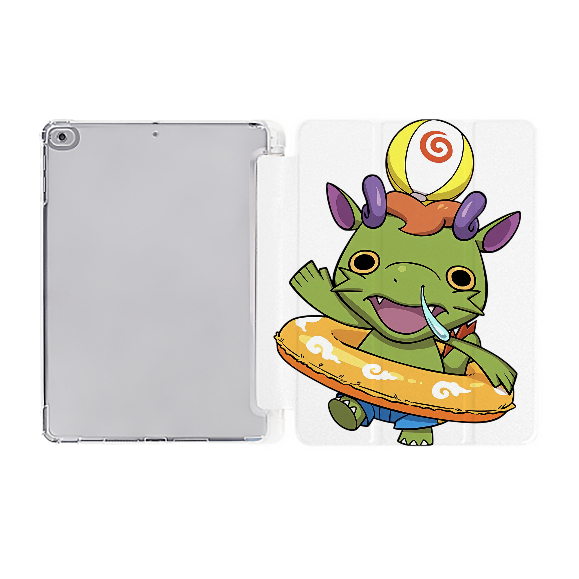 （画像用） 妖怪ウォッチ Yo-kai Watch IPad ケース ペン収納付き 三つ折りスタンド PUレザー×シリコン 対応機種9.5/10.5/10.9インチ